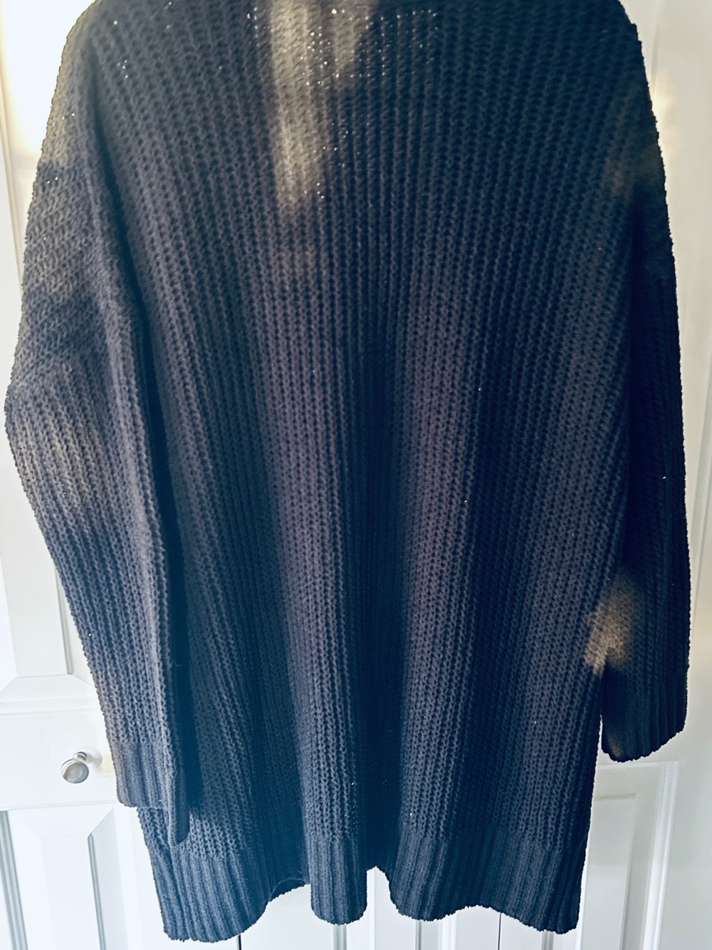 NWT Serra Black Open-Front Chunky Knit Cardigan Pockets Oversized - Picture 8 of 8